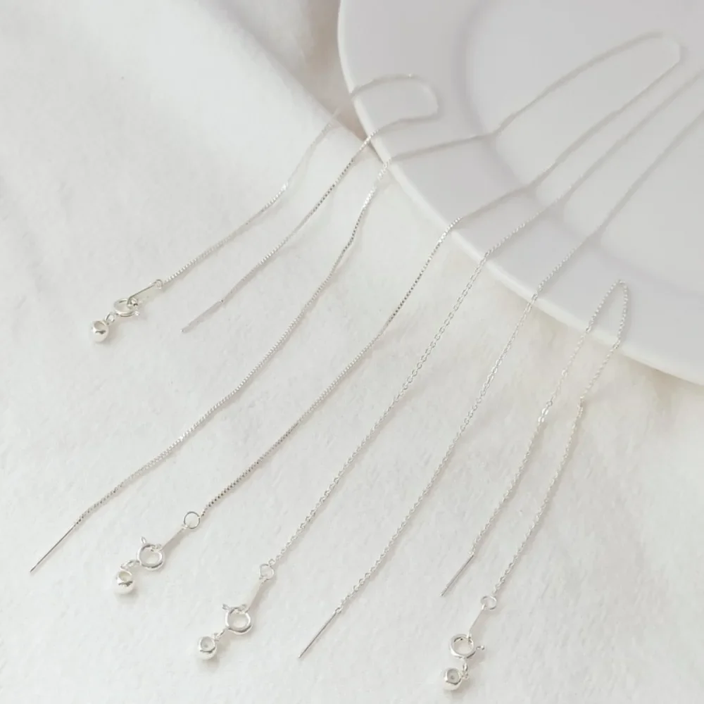 

Copper-plated Thick Silver Flat 0-chain Needle-type Universal Box Chain Adjustable Telescopic Bracelet Necklace DIY Accessories