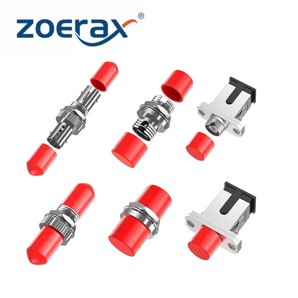 ZoeRax 6pcs D-Type Fiber Optic Coupler Adapter FC ST SC, Carrier Grade Connector for Server Rack Patch Panel
