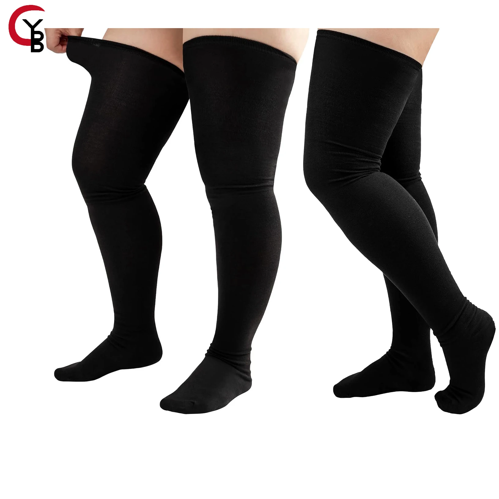 2 Pairs Plus Size High Socks Up To 200lb Striped Over Knee Stockings Long Boot High Tube Socks Leg Warmers for Cosplay Aerobics