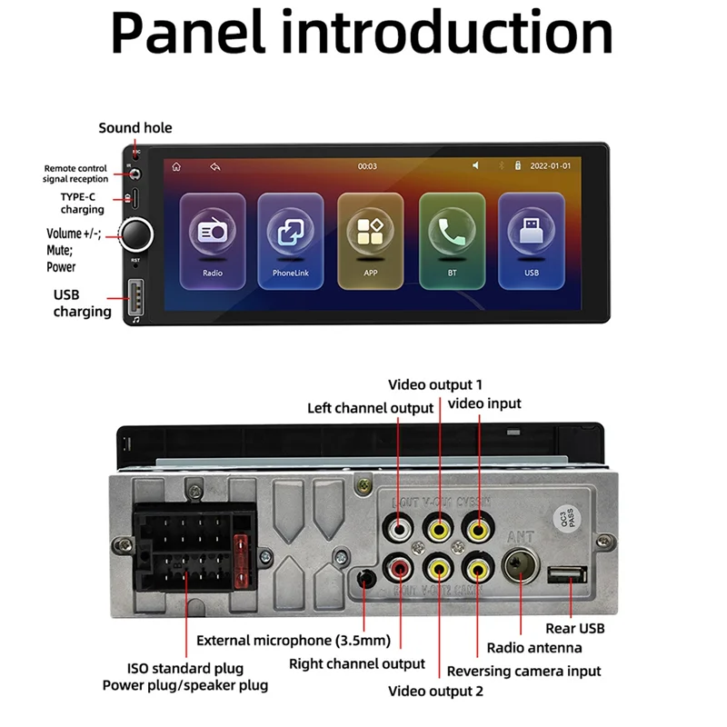 

1 Din 6.86 Inch Car Radio Wireless Carplay Android Auto Multimedia Player Universal MP5 Player Mirror Link IPS Screen