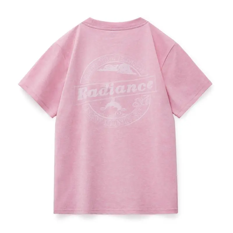 マデン レディース ピンク ヴィンテージ グラフィックTシャツ ルーズフィット 半袖Tシャツ ロード＆バッジプリント カジュアル クルーネックTシャツ 夏用トップス