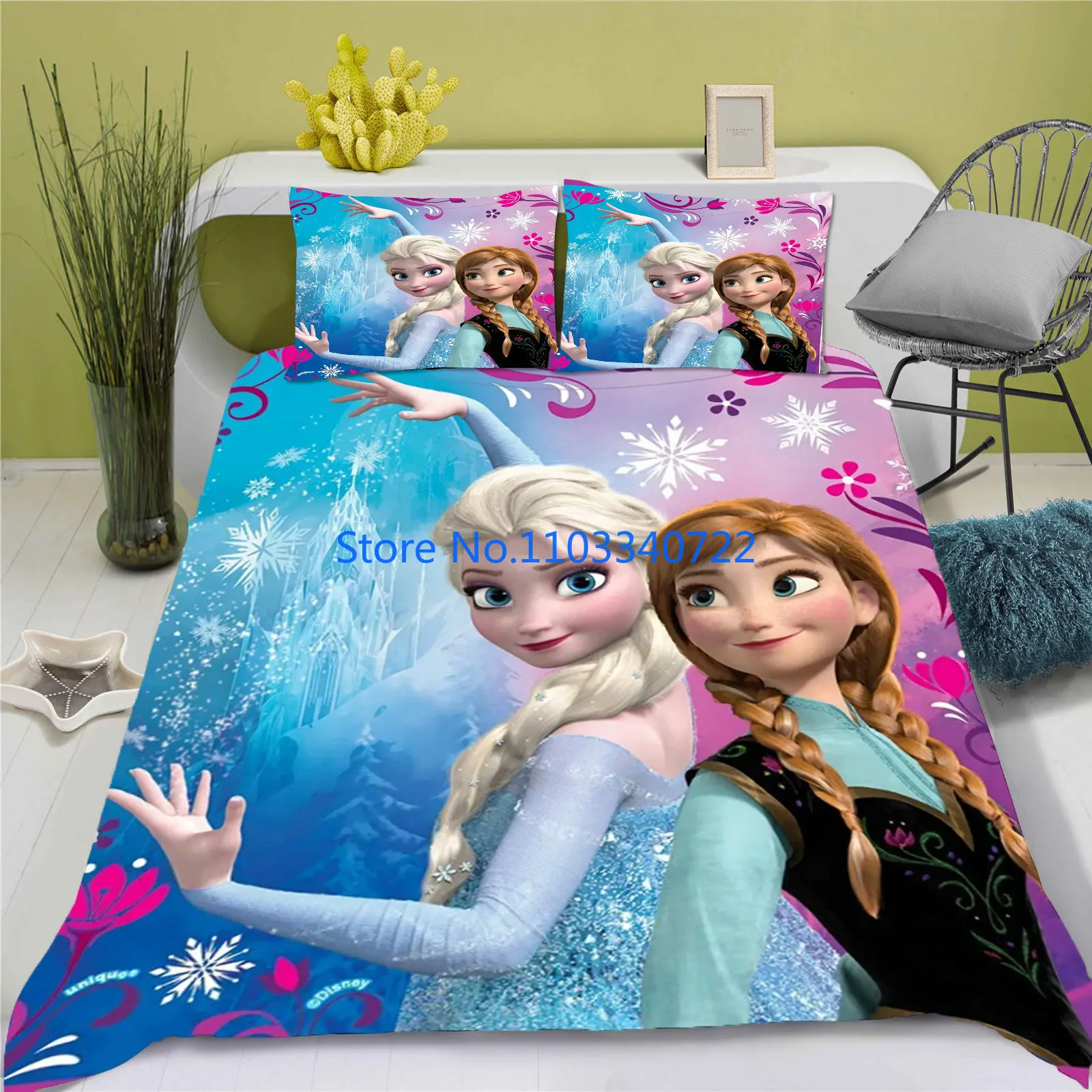 Anime Frozen Princess Anna Elsa Queen Kids Duvet Cover Set 3D Print Cover Bedclothes for Boy Girl Bedding Sets Bedroom Decor