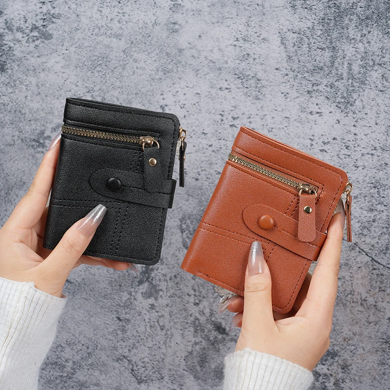 Dompet Ele ort untuk Wanita Dompet Koin Biru Ritsleting Kapasitas Besar Tempat Kartu Aksesori Pelajar Sle Faion Korea