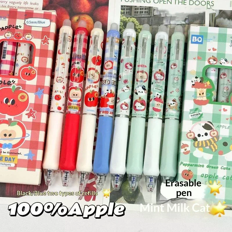 

4Pcs/Set Kawaii Erasable Gel Pen 0.5mm Blue And Black Ink Quick Dry Smooth Writing Pens School Office Stationery