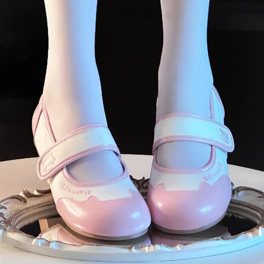 

Japanese Mary Jane Women's Single Shoes Kawaii Sweet Cute Low Heel Summer Heels Casual Round Head Flat Bottom Casual Shoes