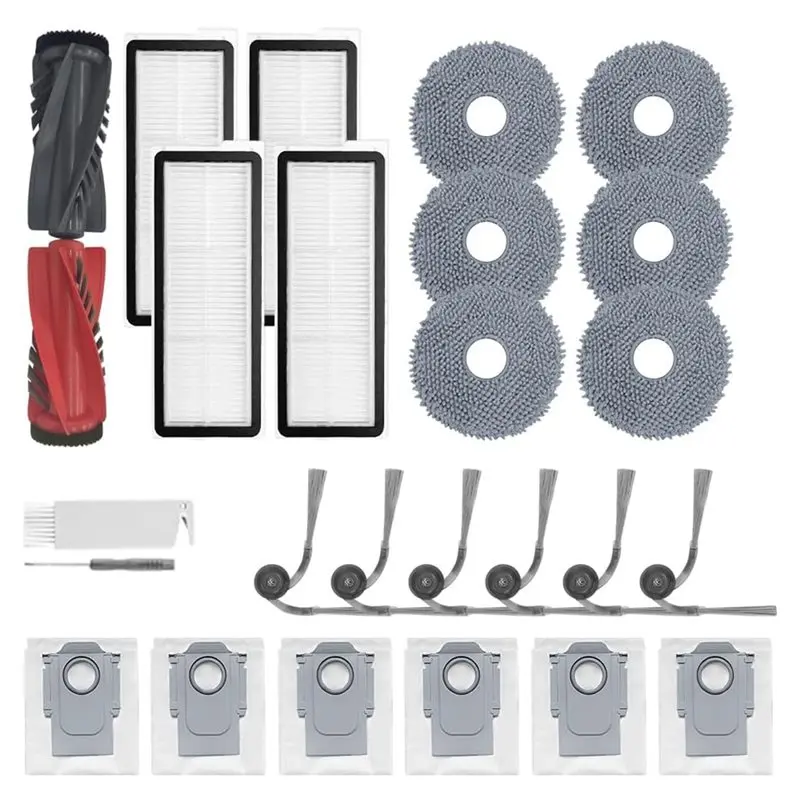 

【CODE】Qrevo S5V комплект аксессуаров для робота-пылесоса, 24 шт. для Roborock Qrevo S5V/Curv/кисть для кромок, фильтр, мешки для швабры