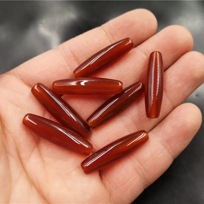 Cheap Jade Red Agate Bead Le Zi 8*30mm Carnelian Rice Beads Bulk Batch