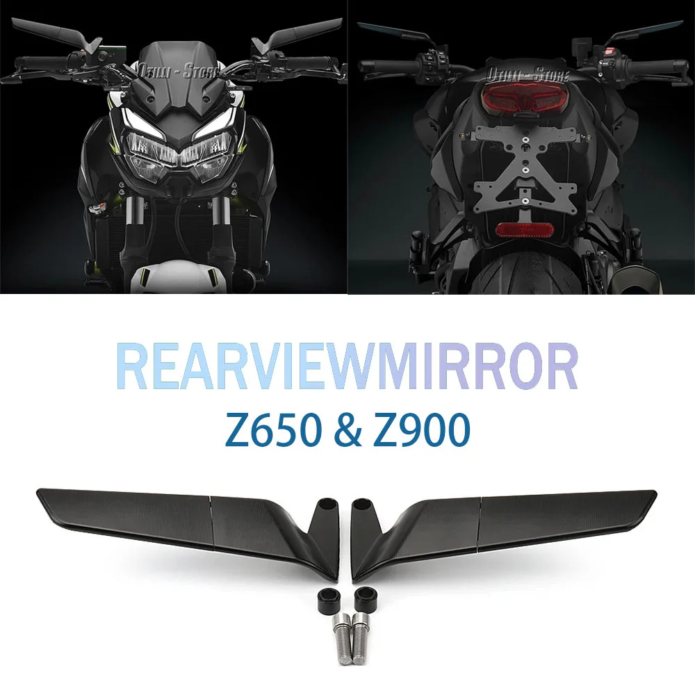 

2021 2022 2023 New For Kawasaki Z900 Z 900 z900 Z650 Z 650 z650 Motorcycle Black Rearview Mirror Aluminum Rear View Mirrors