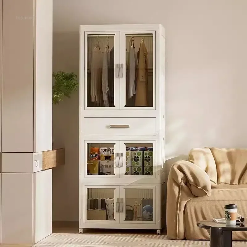 Installation-free Storage Cabinet Home Furniture Modern Simple Wardrobes for Bedroom Household Assembly Open Closet for Clothes