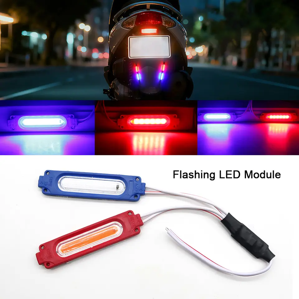 2Pcs Strobe LED Module Waterproof Molded Design Can Drive 2 Lamps for Car Motorcycle Warning Light