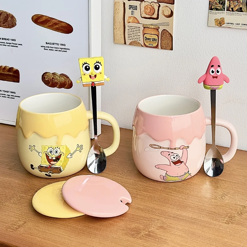 400ml Cute Spongebob Mugs Cartoon Squarepants Patrick Star Coffee Tea Milk Mugs Cups Creative Office Water Cup Anime Girls Gifts