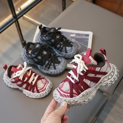 Children's Sneakers for Boy Chunky Non-slip Girls Sneakers Fashion Mesh Breathable Kids Causal School Basketball Shoes Versatile