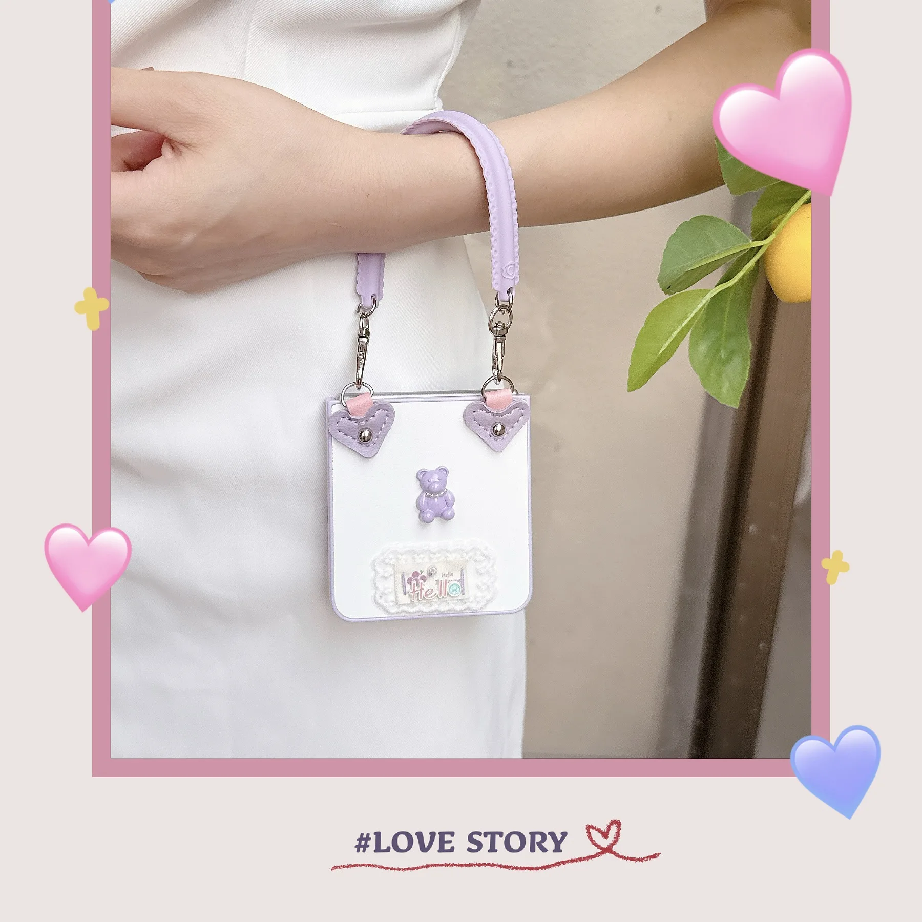 Suitable for Huawei PuraX/Nova flip /Pocket2 /P50 Pocket protective case  leather teddy bear for Samsung ZFlip 5/6/7/4/3 case