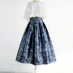 Temperament High Waist Jacquard Women Irregular Skirts High-End Streetwear Vintage All-match A-line Skirt Chic Tutu Skirt 2023