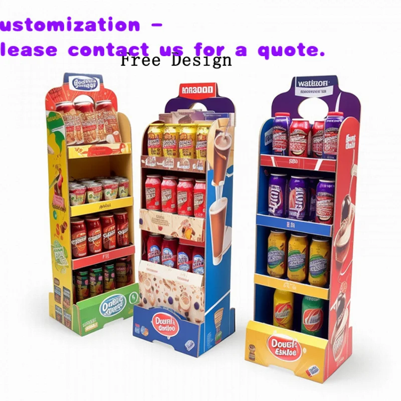 custom.Low MOQ Custom Foldable Recycled Paper Cardboard Bottle Drink Display Stand