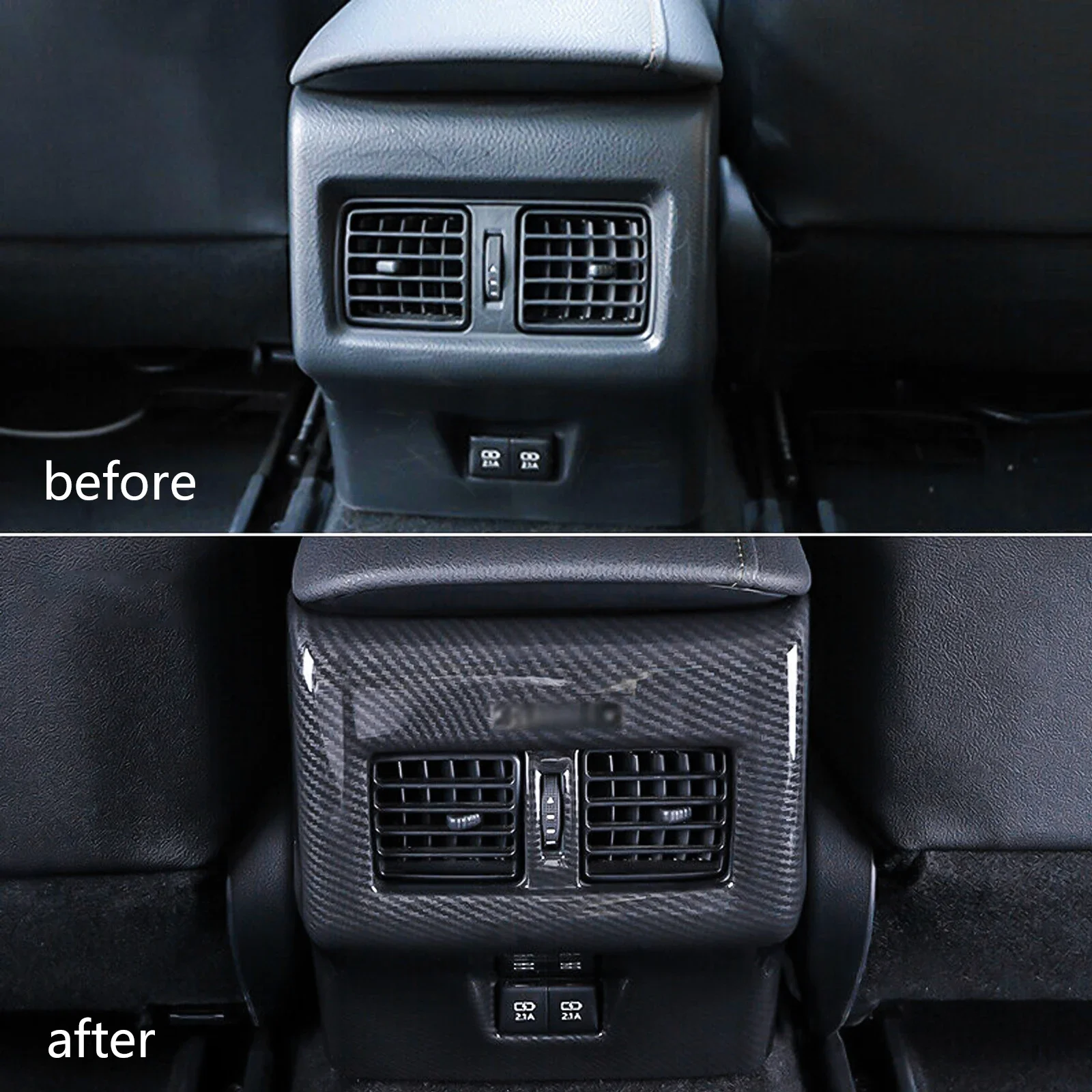 Carbon Fiber Style Interior Rear AC Air Outlet Vent Cover Molding Trims For Toyota Camry XV70 2018 2019 2020 2021 2022 2023