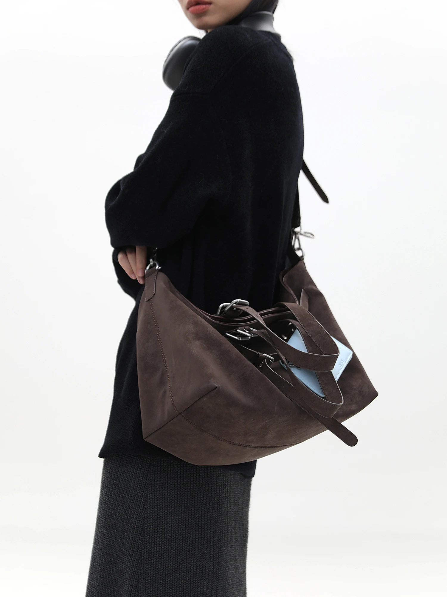 JANDRESS Original Design Deer Suede Commuter Tote Bag Women Large Capacity Single Shoulder Slant Cross Bag Fashionable