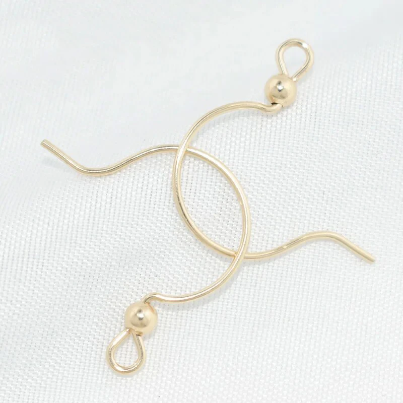 Circle Ear Wire 14K Gold Filled Ear Wire w/3.0mm Bead (0.76mm) Gold Ear Wire for Jewelry Making DIY Earrings Accessories