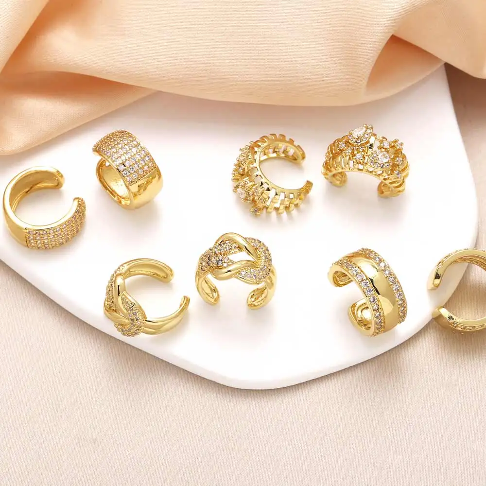 Small Gold Plated Geometric Ear Clips for Women Clear Crystal Water Drop Clip Earrings No Piercing Jewelry ersv68