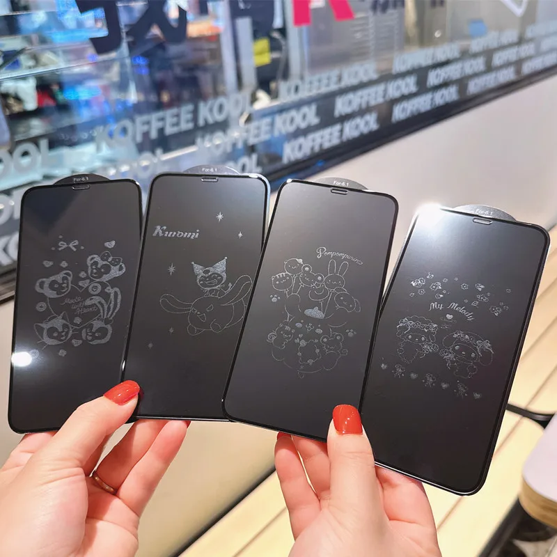 Sanrio Anime HelloKitty Cartoon Tempered Glass Film Invisible Anti-Peep for Iphone14 13 12 11 Pro Max X Xr Xs Full Screen Covers