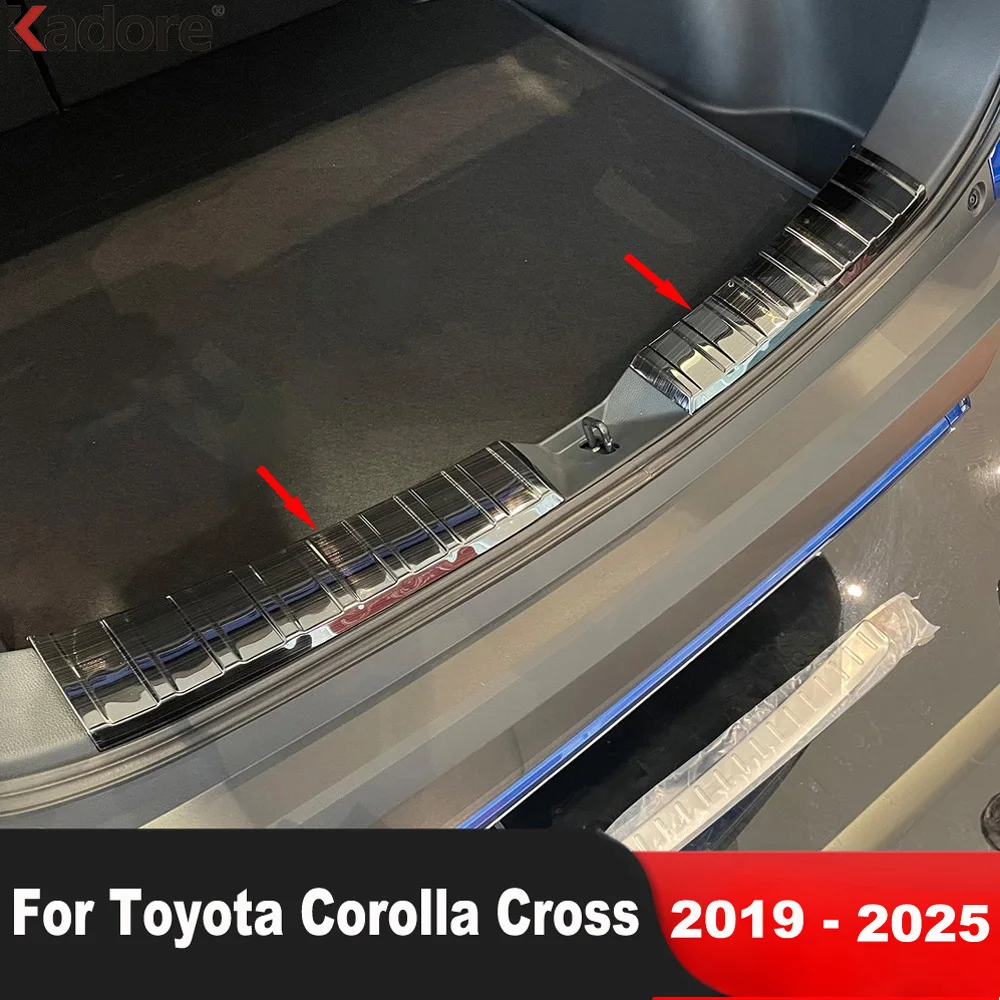

Для Toyota Corolla Cross 2019-2023 2024 2025 стальная задняя крышка багажника, бампера, накладка на заднюю дверь автомобиля, накладка на порог, аксессуары