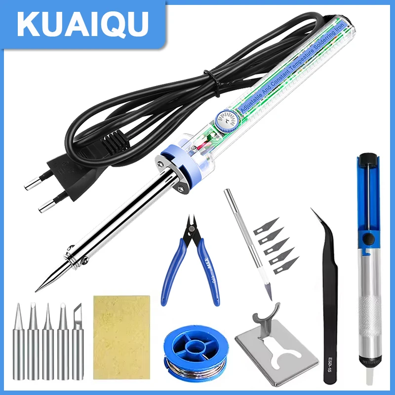 

KUAIQU 13 in 1 60W Constant Temperature Electric Soldering Iron 400°C Adjustable Circuit Board PCB Welding Repair Solder Tools