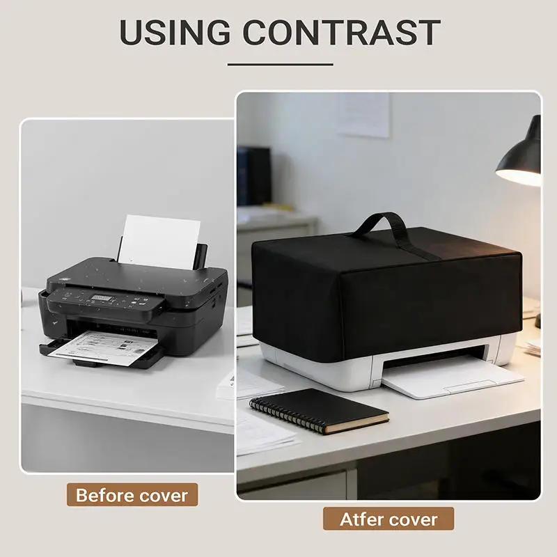 Durable Waterproof Printer Dust Cover Coated Oxford, Anti Static Open Bottom Protector Sleeve for Inkjet All In One Office