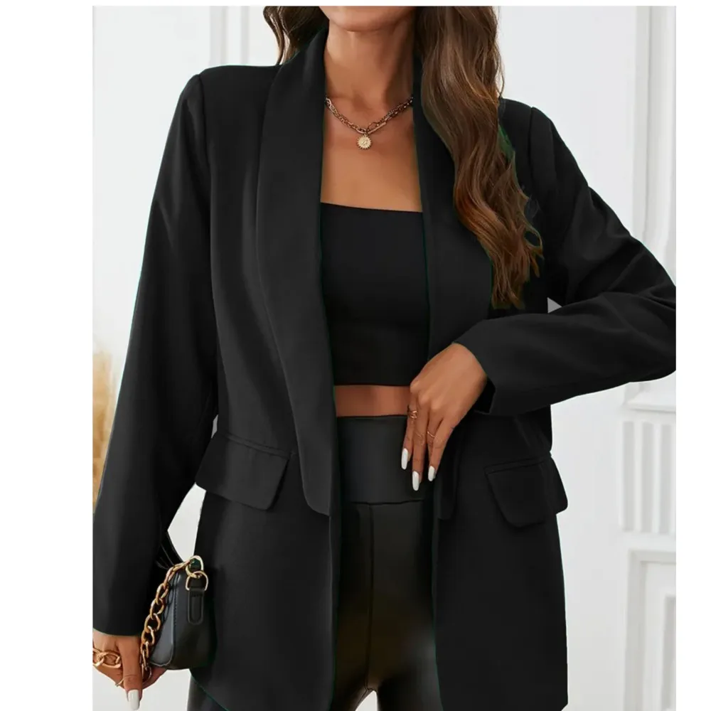 

Fashion Women Work Suit Lapel Jacket Top with Pocket Solid Casual Temperament Commuting Office Ladies Suit 2025 Women Clothing