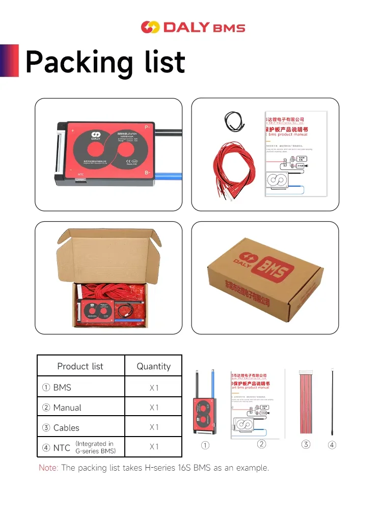 DALY BMS NTC Li-ion 7S 24V 10S 36V 13S 48V  Lifepo4 4S 12V 8S 24V For 3.2V 3.7V Power Battery 18650 21700 15A 20A 40A 60A