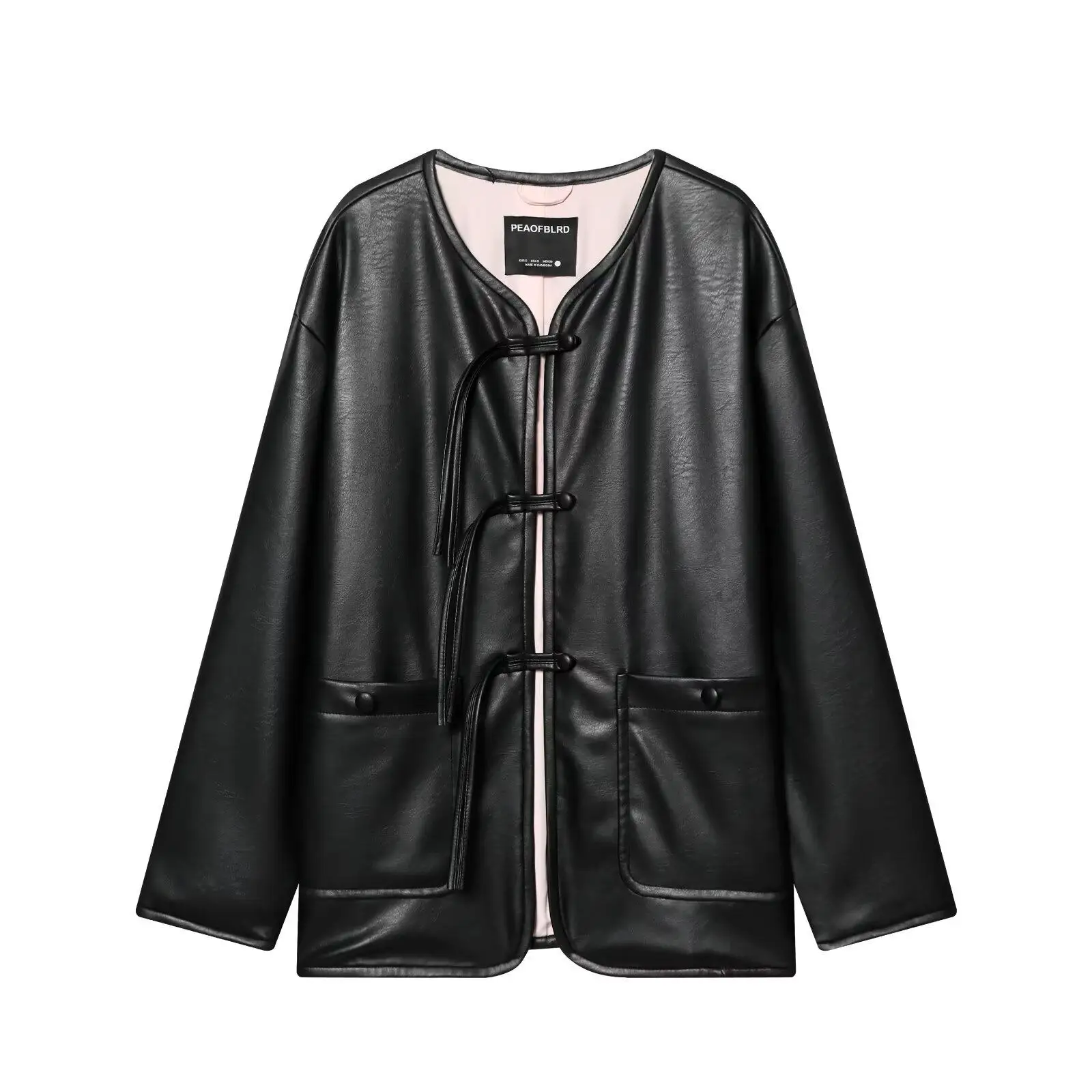 

European and American 2026 Spring New Women's Clothing Loose Round Neck Drop Shoulder Fashion New Chinese Disc Button Jacket