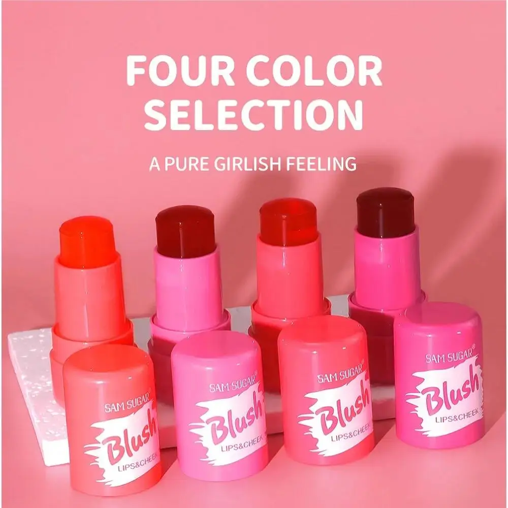 4 Color Jelly Blush Stick Matte Moisturizing Lip Balm Eyeshadow 3 in 1 Multi Use Brightening Makeup Gloss