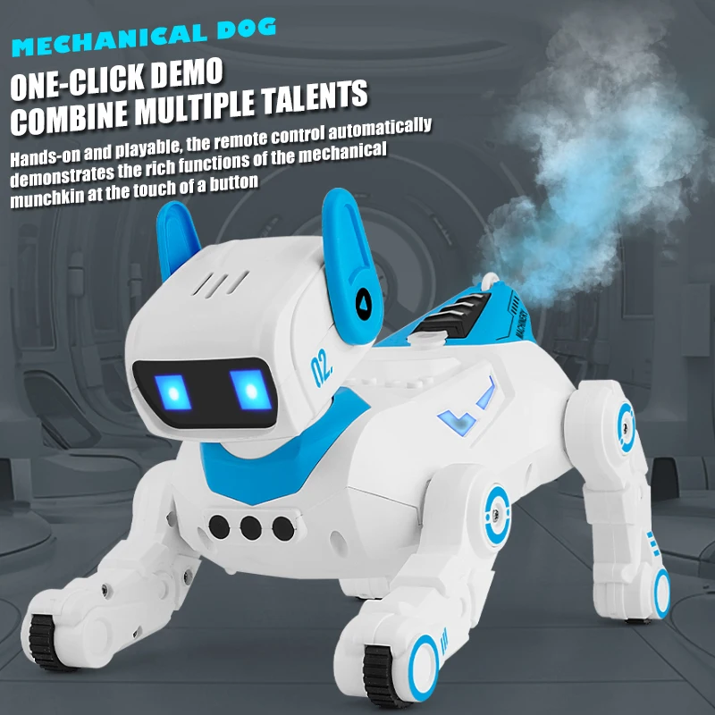 2.4G RCスプレー スタントドッグロボットカー ジェスチャーセンシング 四輪デュアルリモコン メカニカルペットドッグ ライトとサウンド付き キッズトイ