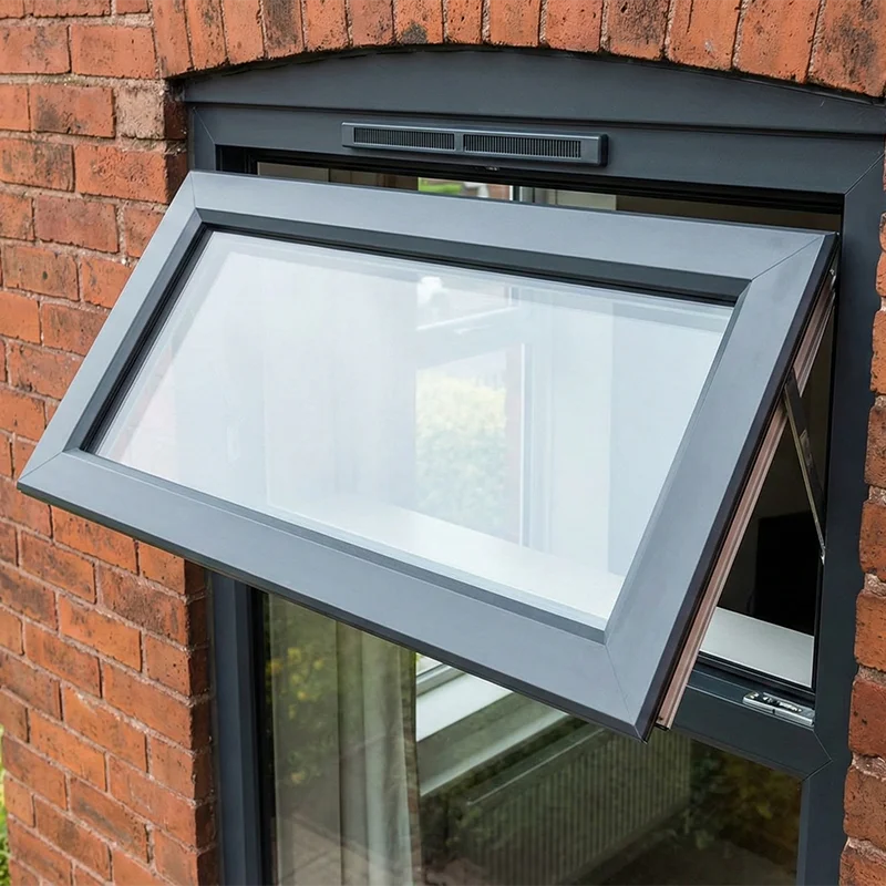 Dtop Nfrc  Window Aluminum Bottom Hung Window Double Glazed Slim Frame Heritage Impact Rated Awning Window