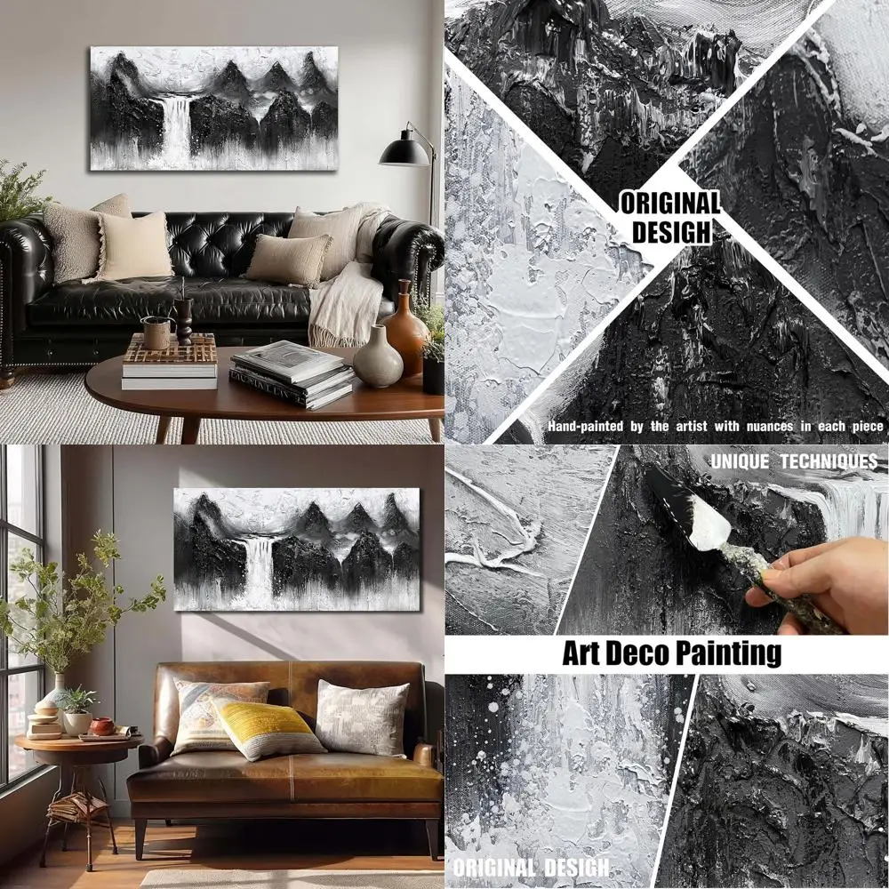 

Элегантный черно-белый водопад 20x40 для дома и офиса