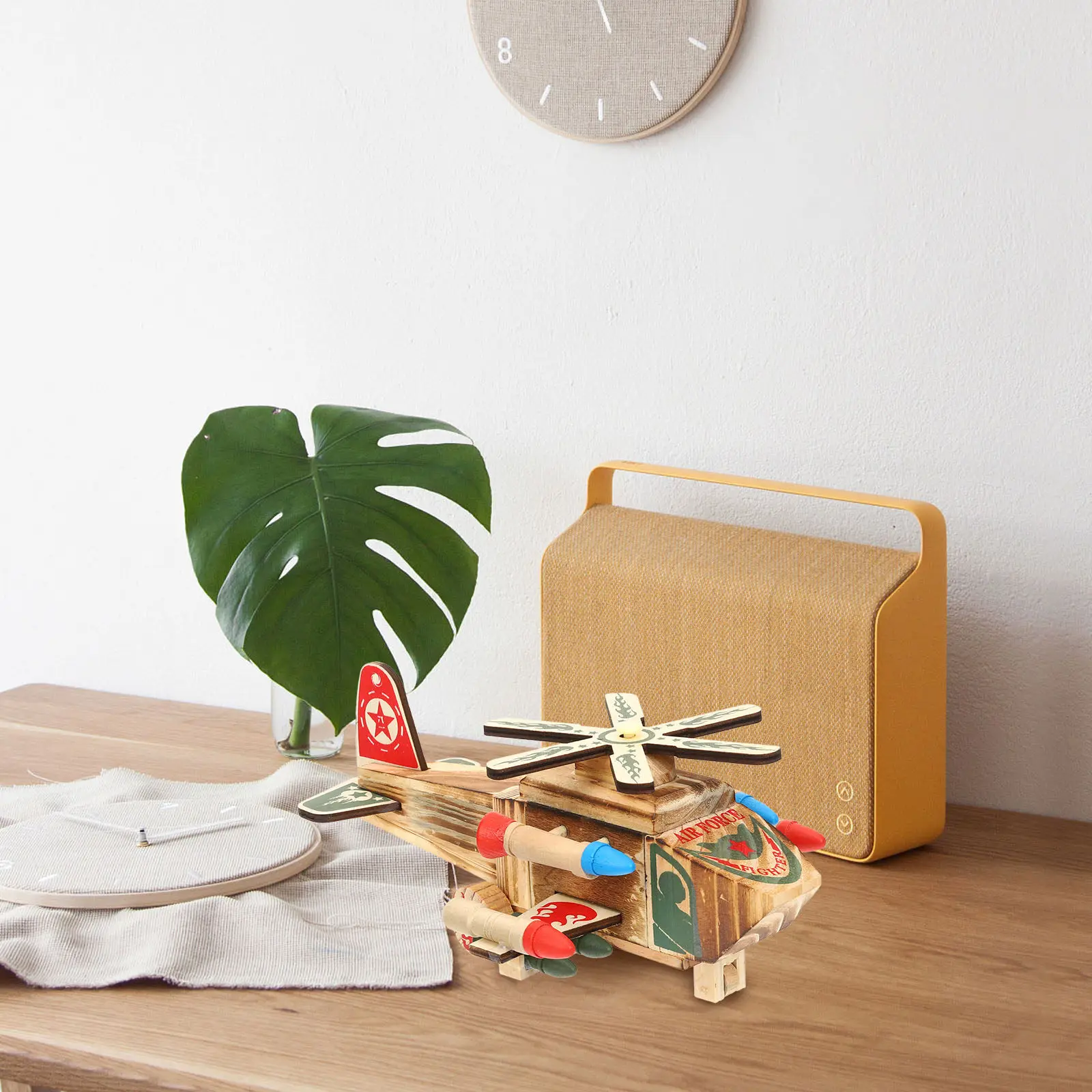

Wooden Retro Plane Airplane Ornament Rustic Desktop Wood Craft Vintage Decoration for Home Study Office Room Wooden Plane Model