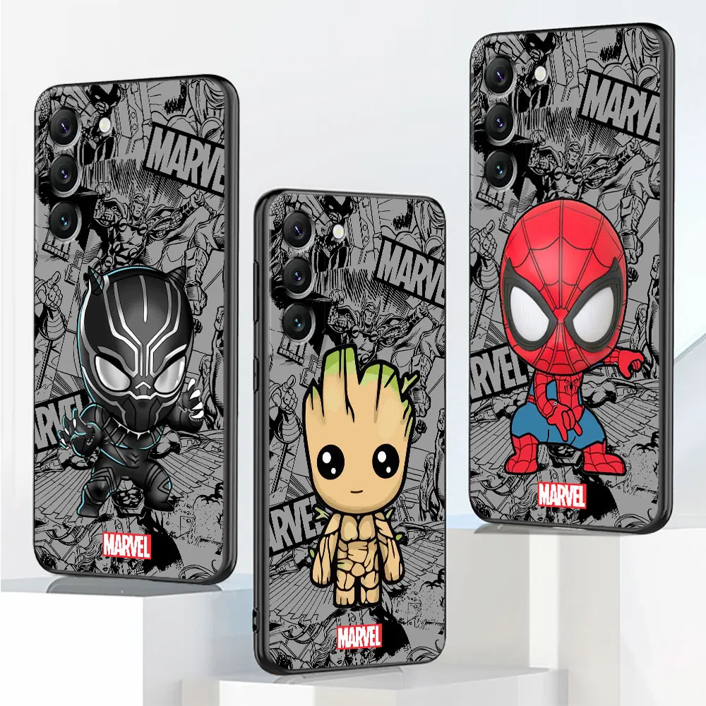 Phone Case for Samsung Galaxy S21 Ultra 5G S22 Plus S10e S23 S9 S10 S20 FE S8 S7 Cover Silicone Cartoon Marvel Groot Spiderman