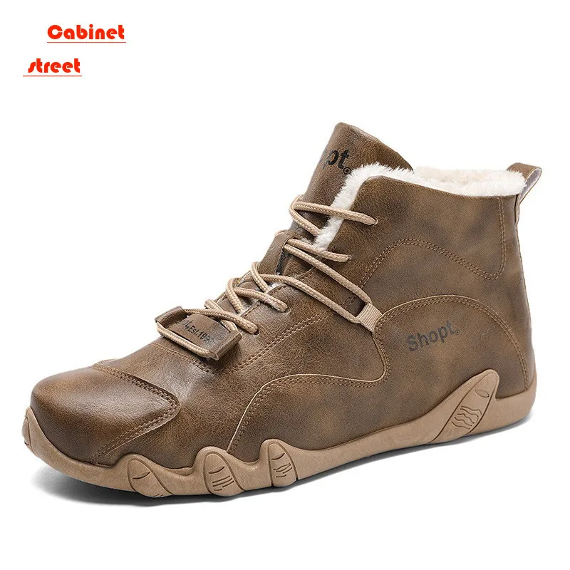 Classic Retro Men Shoes 2024new Winter Plush Warm Comfortable Cotton Shoes Trend Outdoor Mountaineering Work Sports Casual Shoes