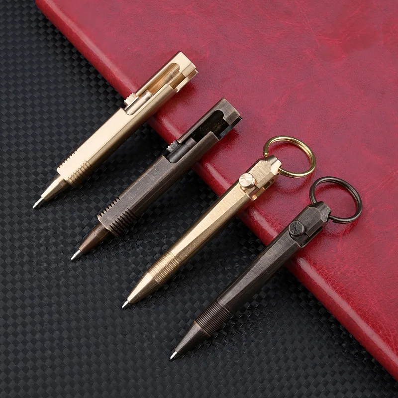 Bolt Action Pen Solid BrassMini EDC Pen Pocket Pen  Metal Tactical Pen Brass Ballpoint Pen Signature Pen Tool Gear For Men Women