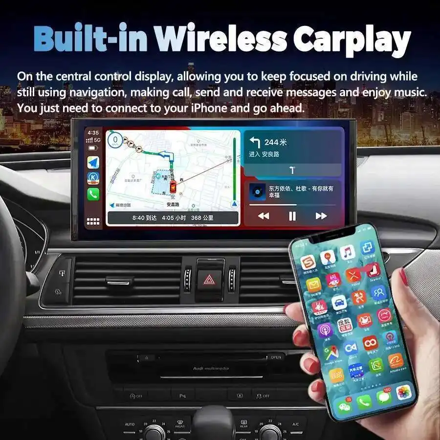 12.3 "10.25" راديو السيارة ل 2012-2015 أودي A6L أندرويد شاشة لاسلكية CarPlay نظام تحديد المواقع واي فاي السيارات مشغل وسائط متعددة عرض رئيس وحدة #5