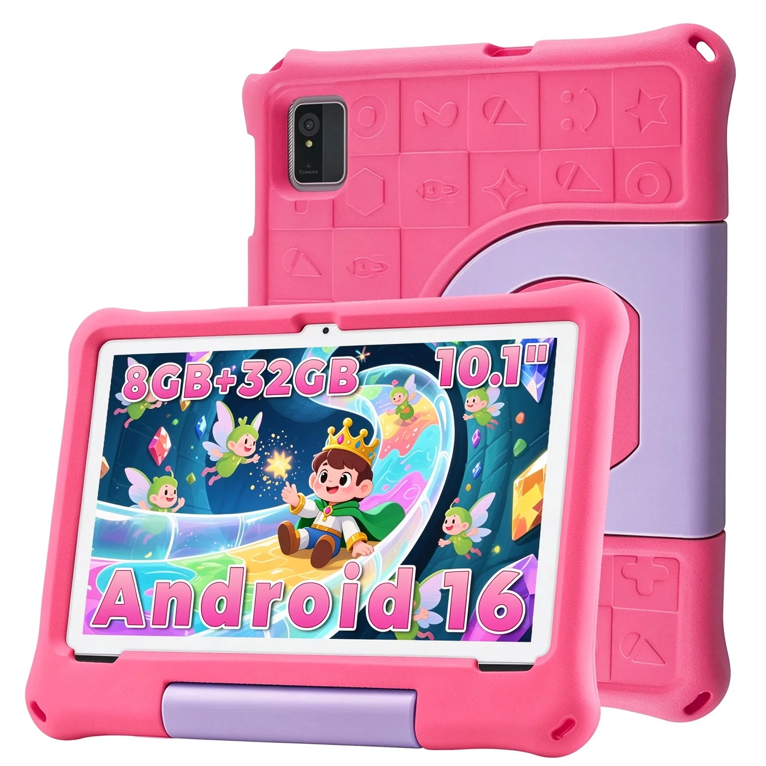 ANRY 글로벌 안드로이드 16 키즈용 태블릿, 10.1인치, 옥타 코어, 8GB RAM, 32GB ROM, HD IPS 디스플레이, Wi-Fi, 블루투스, 학생용 태블릿, 구글 플레이 지원