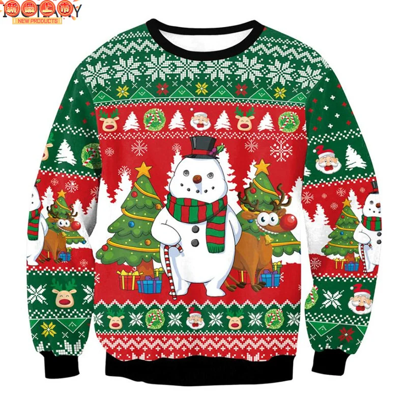 Merry Christmas 3D Print Sweatshirts Cute Santa Claus Graphic Christmas Sweater Men Funny Ugly Christmas Sweater New In Sweaters