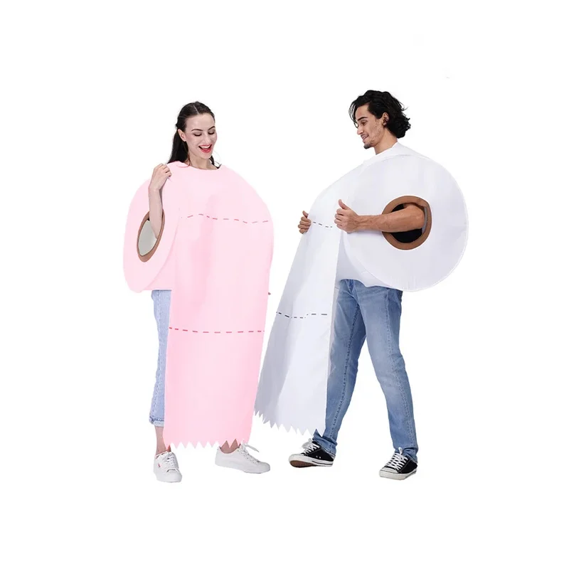 1PCS الكبار زوجين محاكاة ساخرة ورق التواليت لفة ورقة أعلى المطبوعة زي، كرنفال هالوين الأسرة حزب تأثيري حلي
