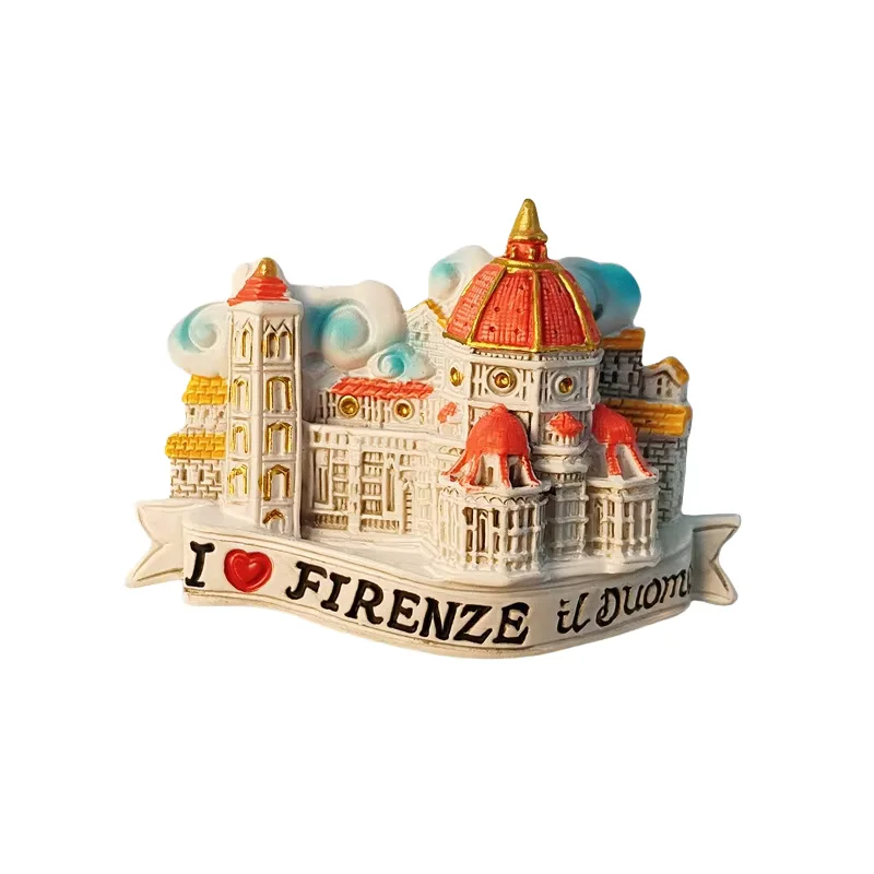 إيطاليا، فلورنسا، كاتدرائية فلورنسا، مجسمة ثلاثية الأبعاد، هدايا تذكارية للسياحة، لوحة من الراتنج، ديكور منزلي، مغناطيس الثلاجة #5