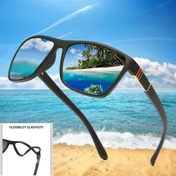 Tr90 Polarization Sunglasses Square Flexible Driving Rubber Square Sun Glasses Fishing Polarization Outdoor Sunglases Women Men