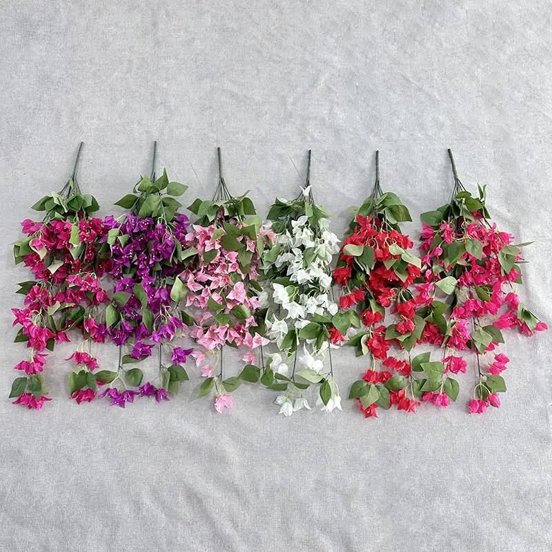 4pcs Artificial Bougainvillea Hanging Rattan Flower For Wall Plant Background Wedding Bouquet Home Hotel Office Bar Decorative