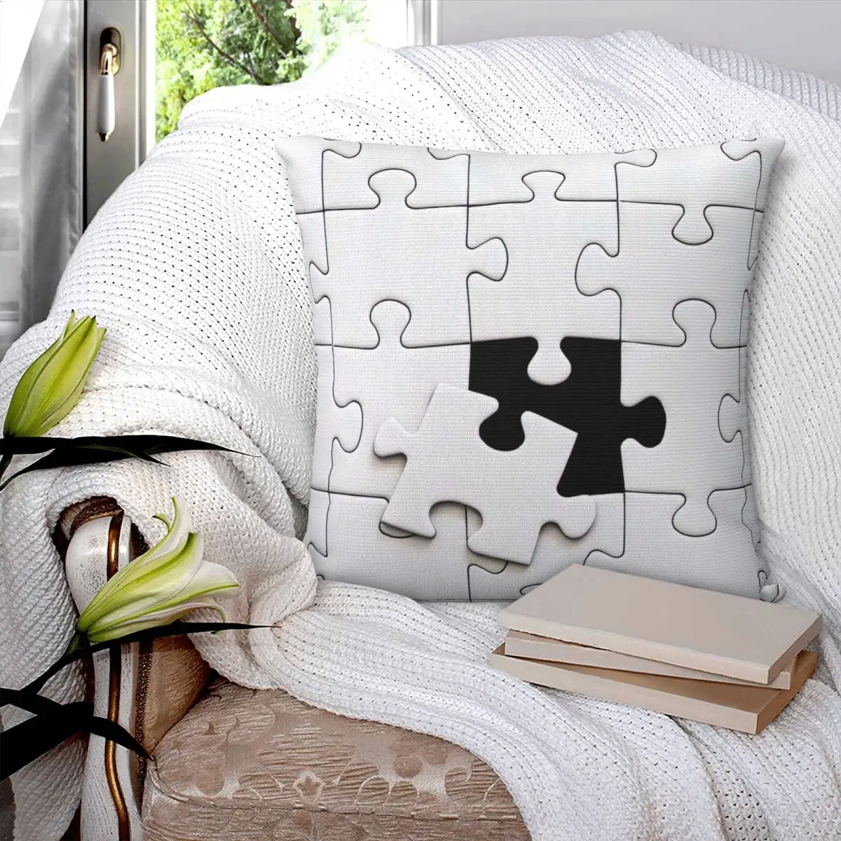 Puzzle Bonnet Pillowcase Printed Cushion Cover Sofa Waist Pillow Pillow Cover