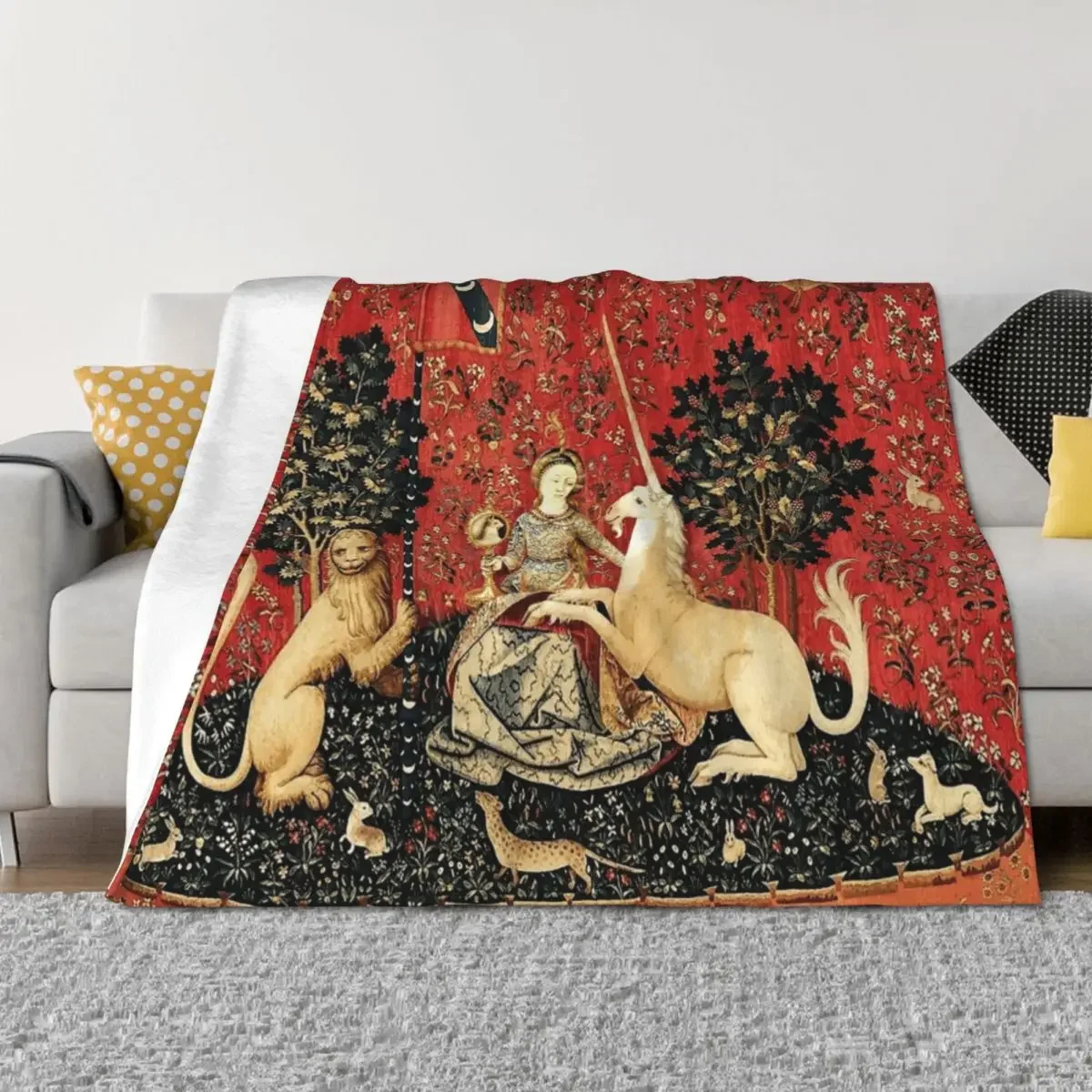 السيدة وحيد القرن: ؟ ? مون سيول د؟ ?sir - بطانية رمي البصر سرير شتوي فضفاض أريكة بطانيات كبيرة ناعمة #2