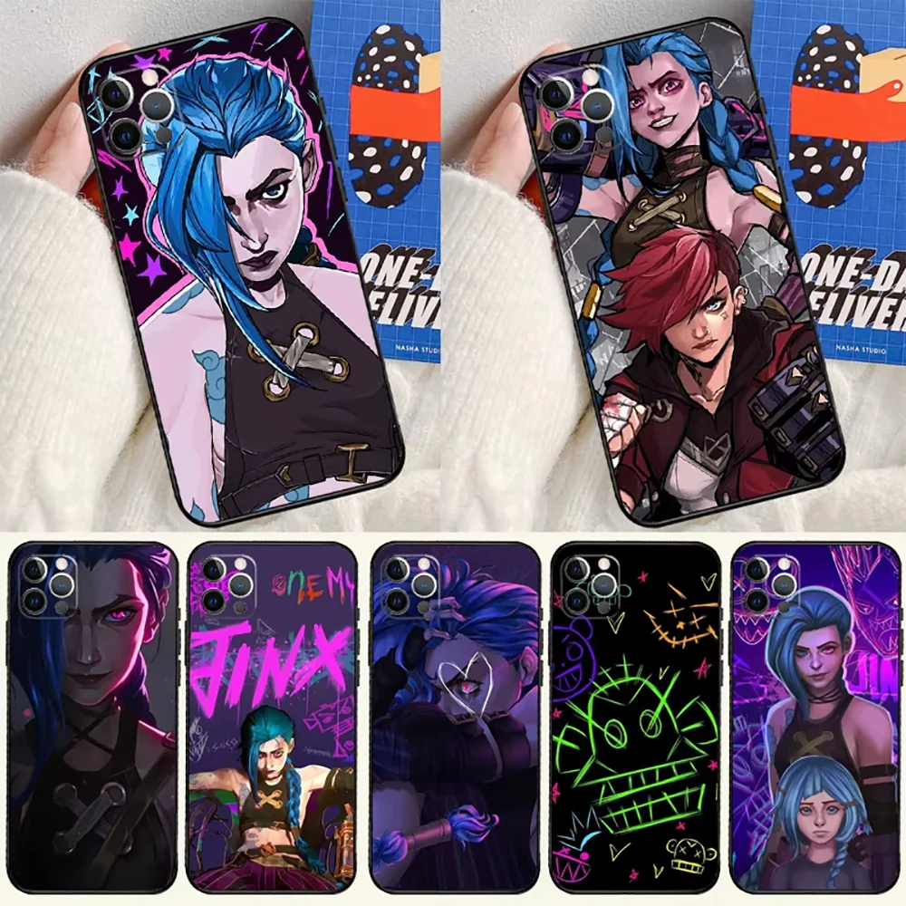 League of Legends Anime Arcane Jinx Jayce Vi Phone Case For iPhone 11 12 13 14 15 16 Pro Max Mini Plus XR Transparent Shell