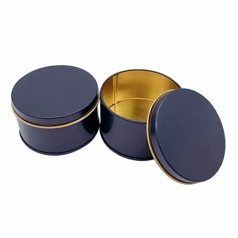 12Pcs Round Metal Tin Box Candle Jar Black Gold Screw Top Cans With Window Makeup Cream Lip Balm Smaple Container Empty Pot Box