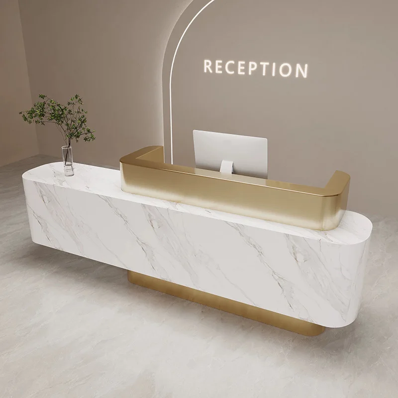 مخصص. حار بيع تخصيص اللون الأبيض التنفيذي فندق شركة الجبهة مكتب الاستقبال التصميم الإيطالي #4